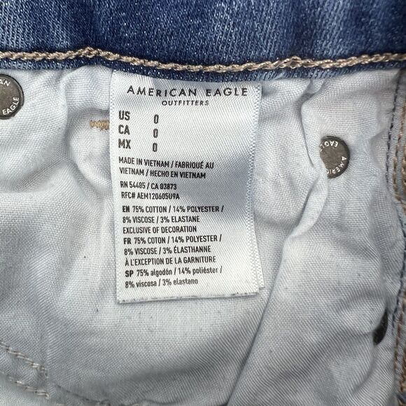 American Eagle Curvy Hi Rise Shortie Shorts Sz 0 Button Fly - Picture 5 of 5